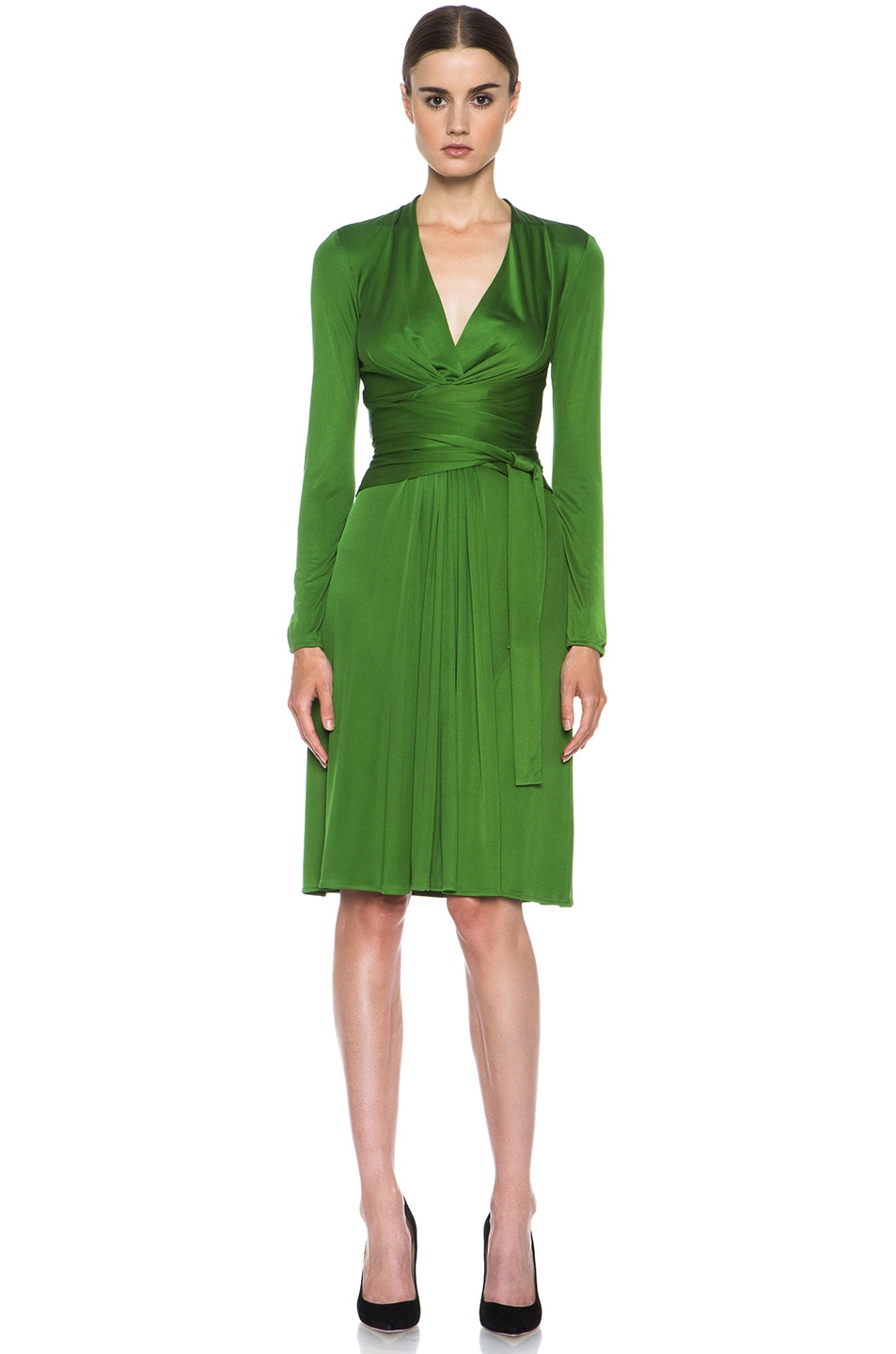 Image 1 of Issa Deep V Dress in Olive