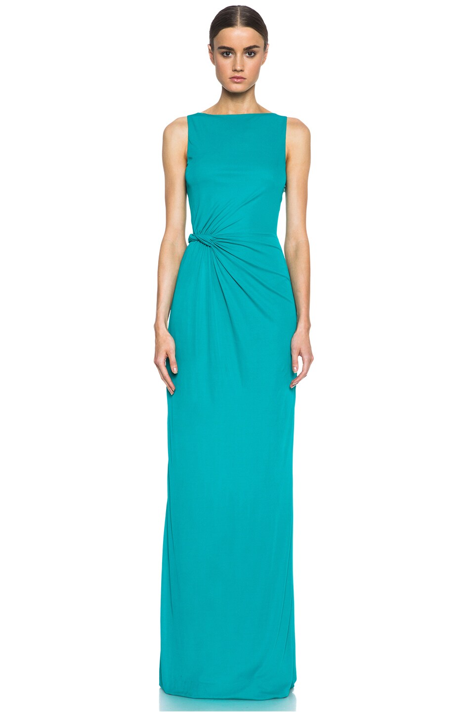 Image 1 of Issa Embroidered Jersey Gown in Turquoise