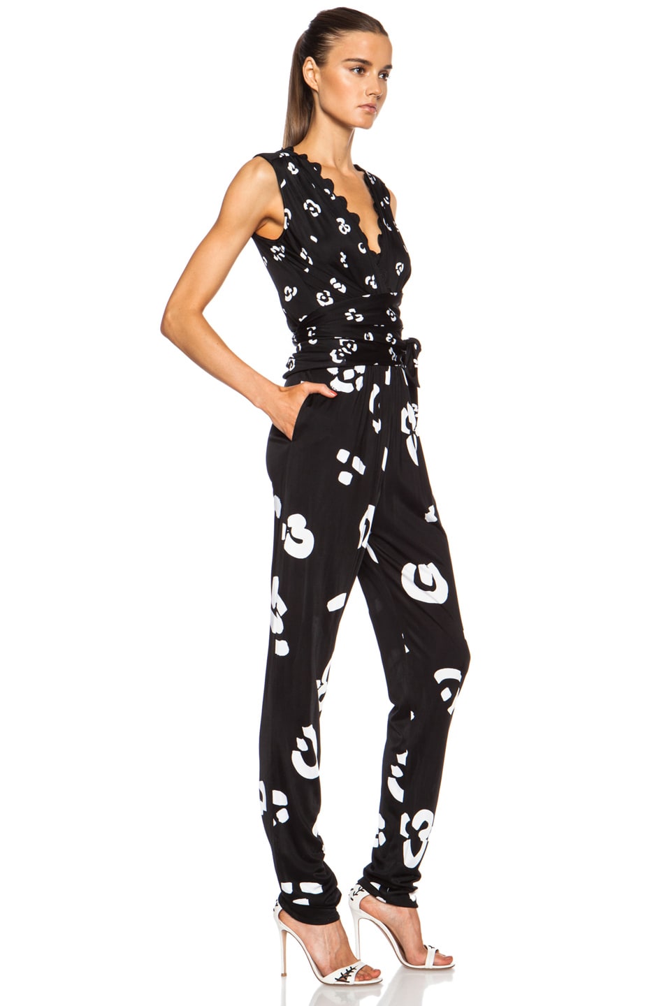 Issa Rousso Printed Viscose Jumpsuit in Black Combo FWRD