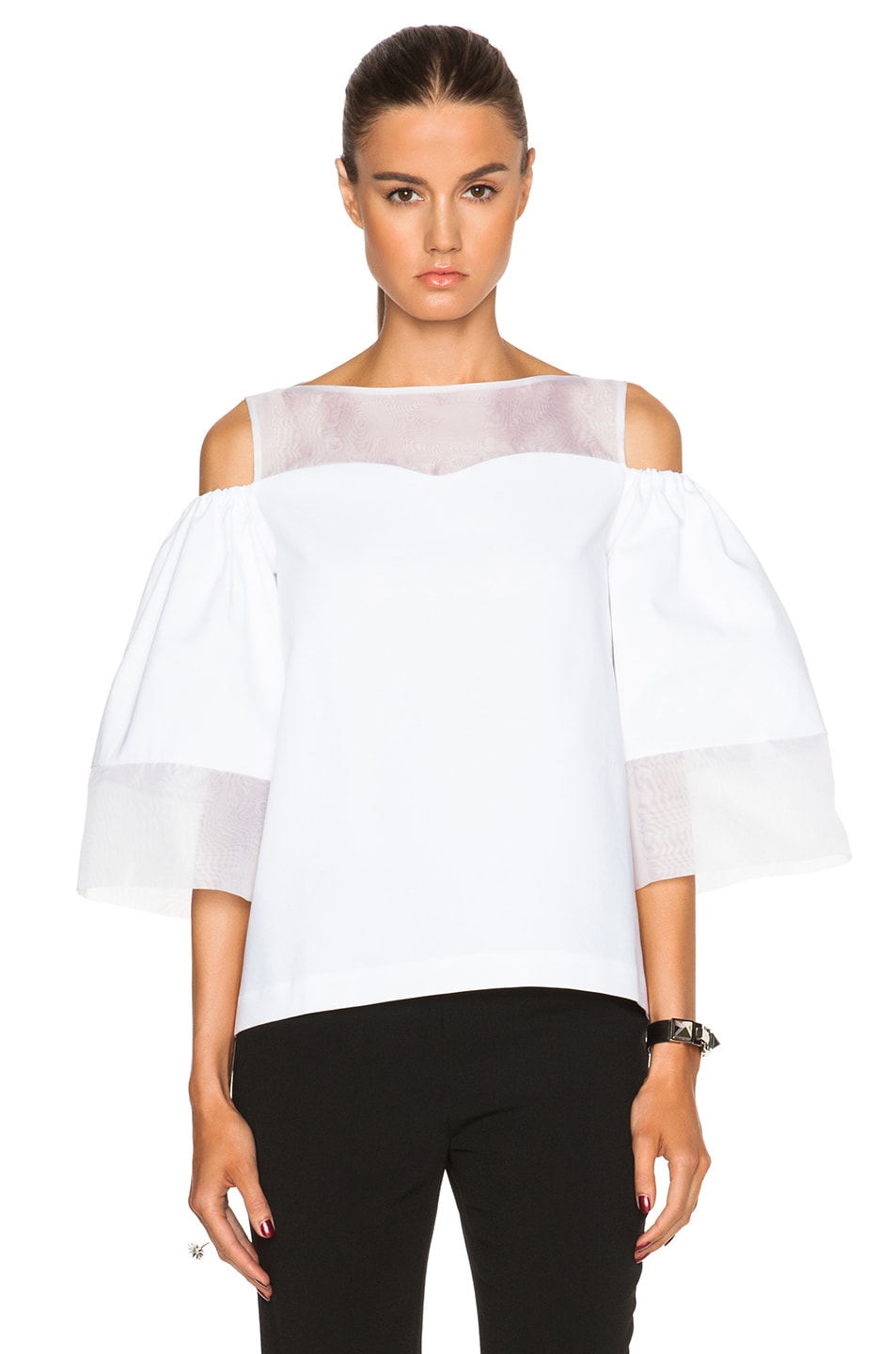 Image 1 of Issa Mandy Cold Shoulder Top in Ice White