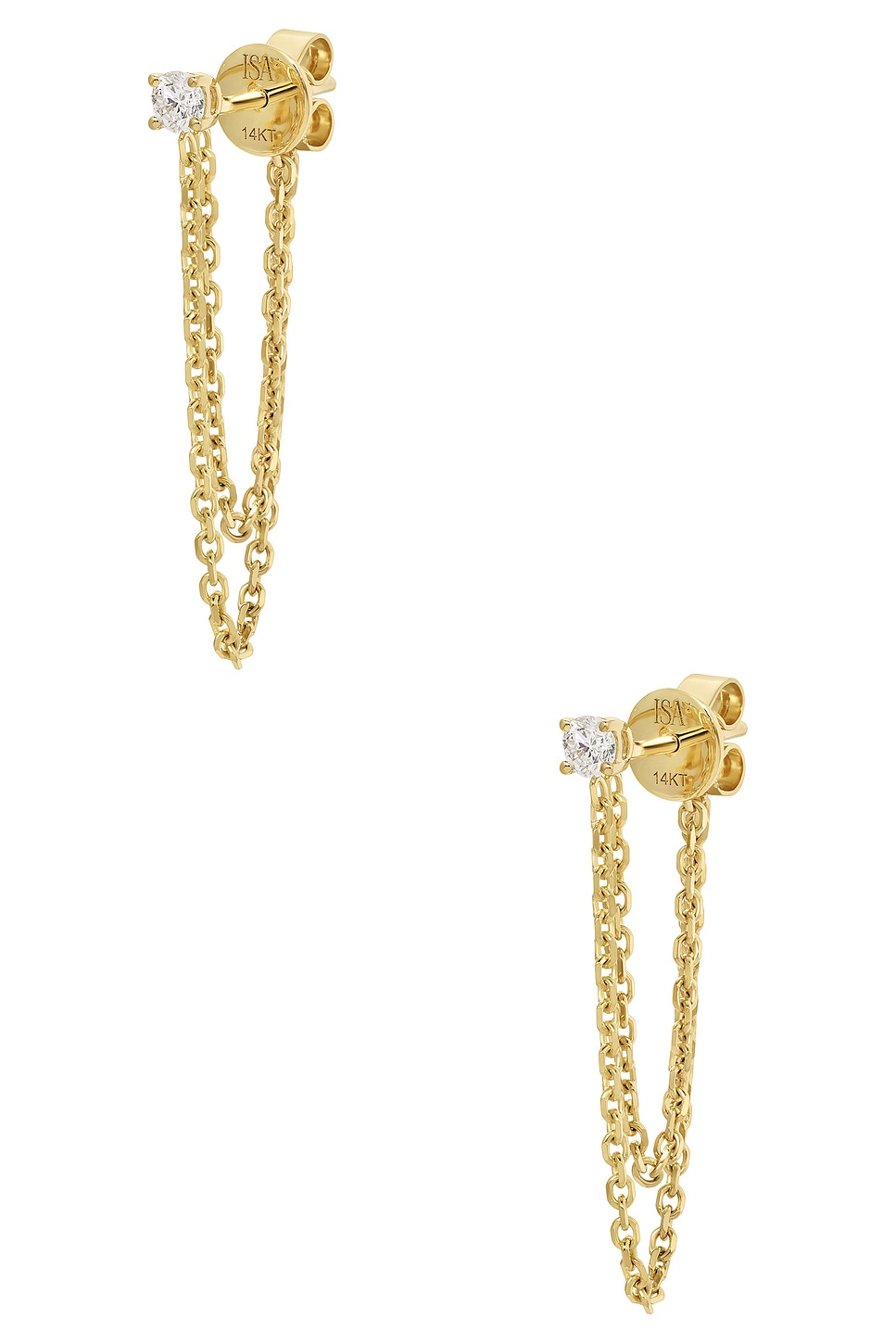 Diamond Chain Stud Earrings in Metallic Gold