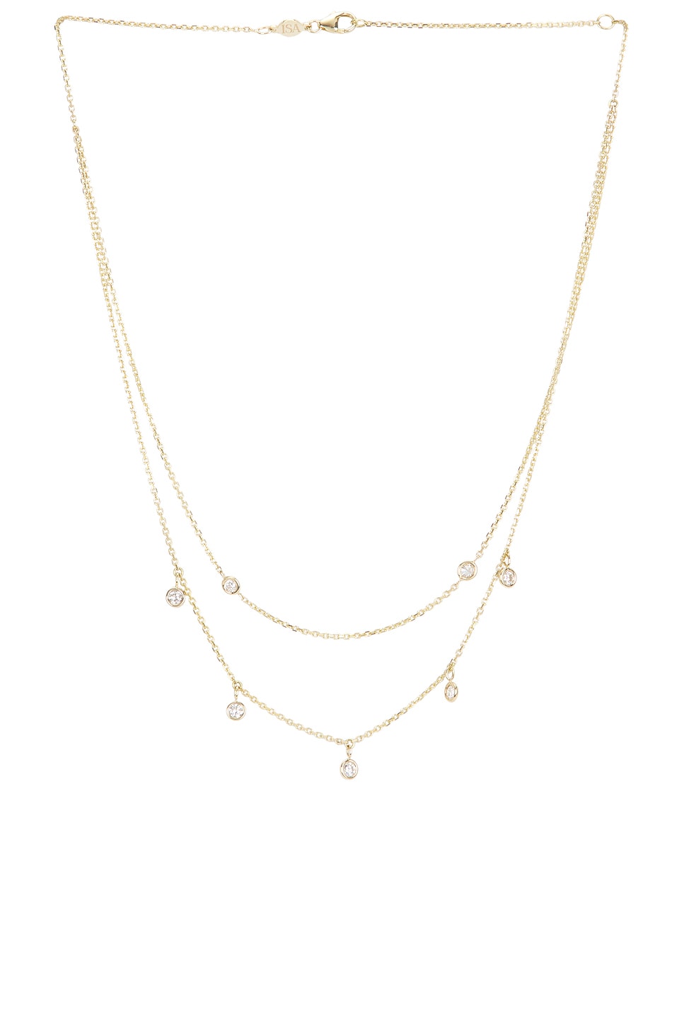 Double Layer Diamond Necklace in Metallic Gold