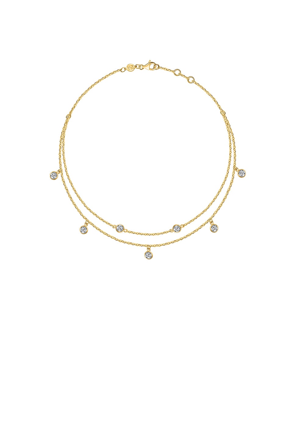Image 1 of ISA GRUTMAN Diamond Double Chain Anklet in Yellow Gold