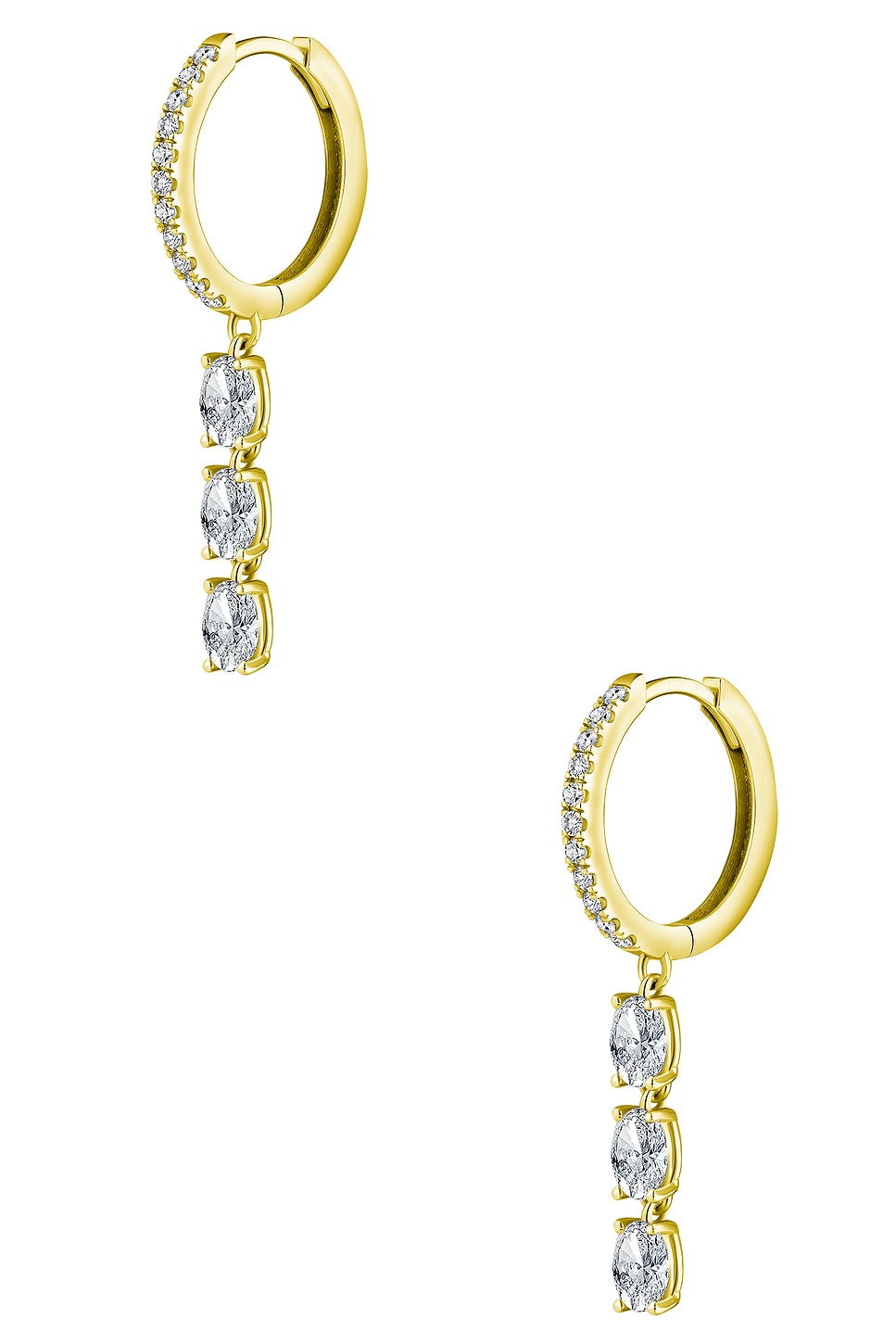 Image 1 of ISA GRUTMAN Huggie Diamond Oval Drop Earrings in Yellow Gold