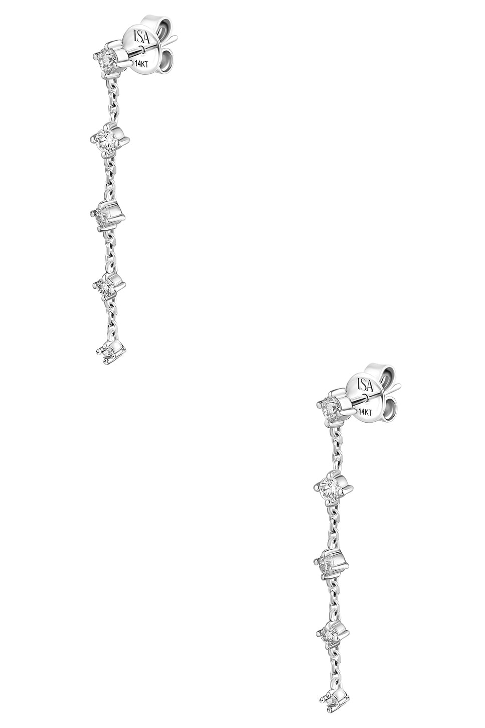Image 1 of ISA GRUTMAN Diamond Drop Stud Earrings in White Gold