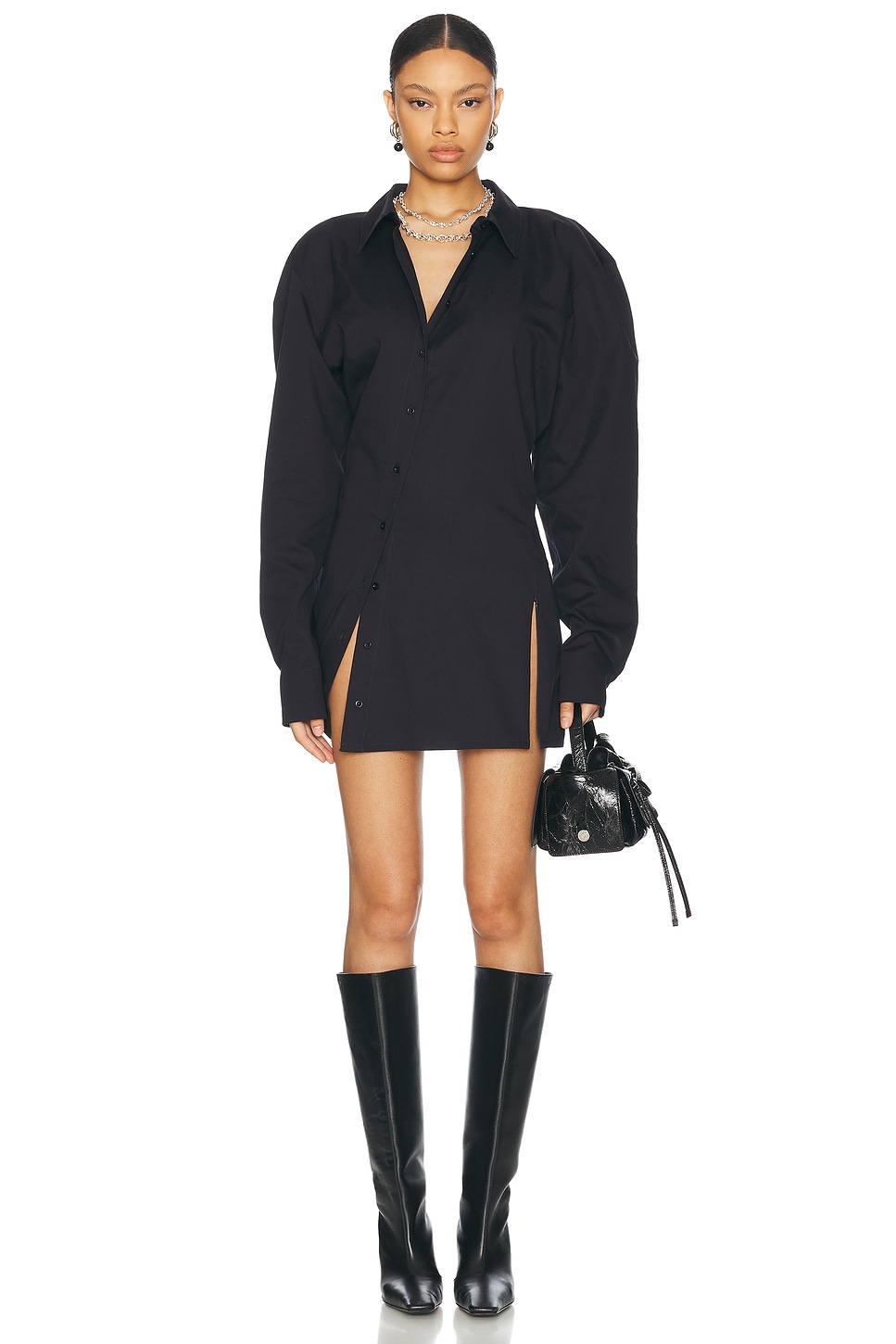 Jade Cropper Mini Shirt Dress In Dark Navy