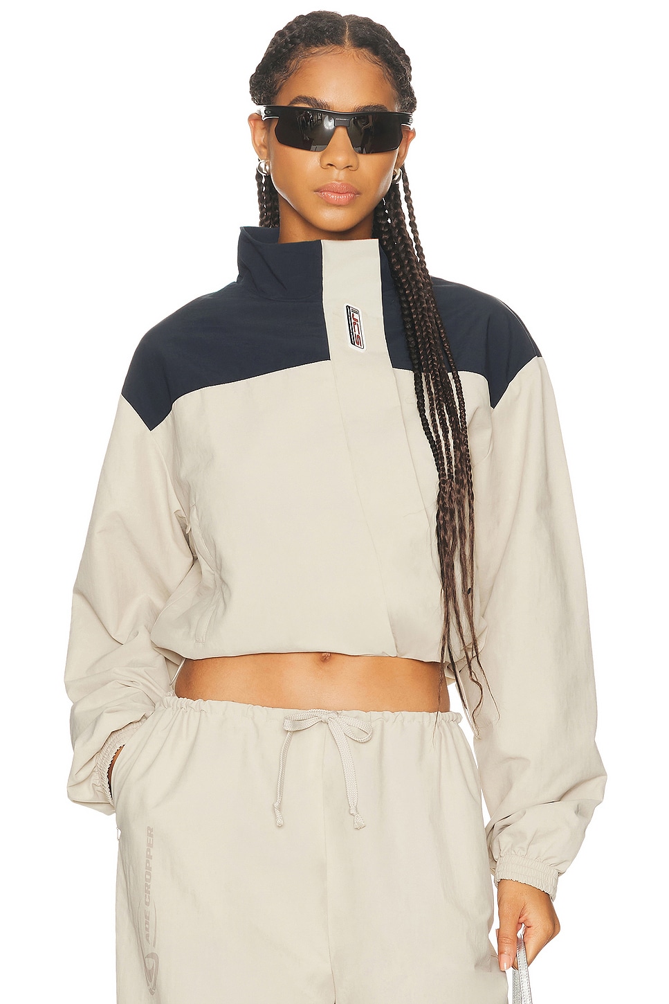 Image 1 of Jade Cropper Cropped Windbreaker in Beige