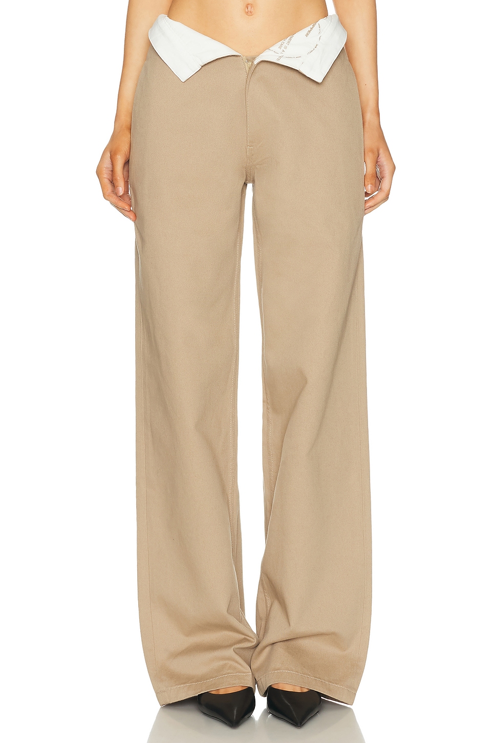 Image 1 of Jade Cropper Foldover Waist Pant in Beige