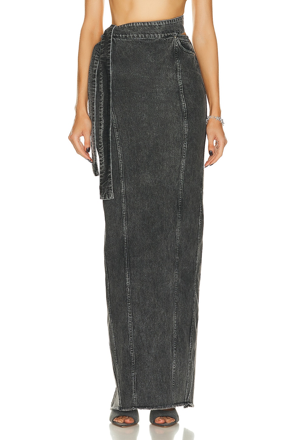 Image 1 of Jade Cropper Maxi Denim Skirt in Grey