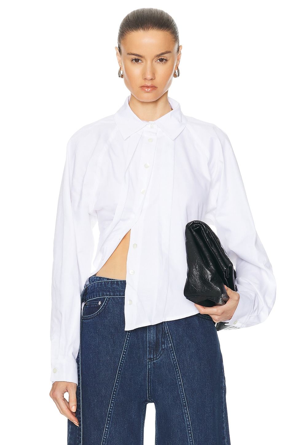 Image 1 of Jade Cropper Asymmetric Shirt in White