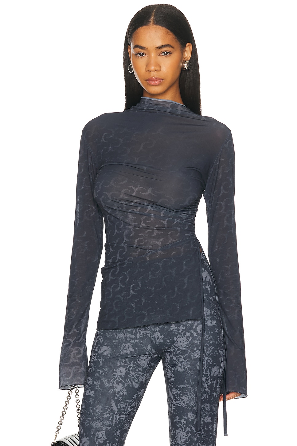 Jade Cropper Side Slit Top In Gray