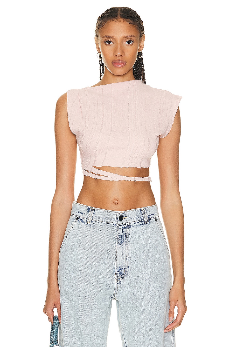 Image 1 of Jade Cropper Knit Top in Light Pink
