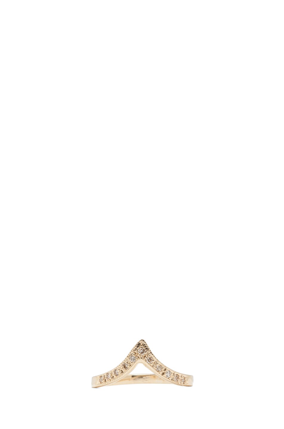 Image 1 of Jacquie Aiche 14K Pave Mini V Ring in Yellow Gold