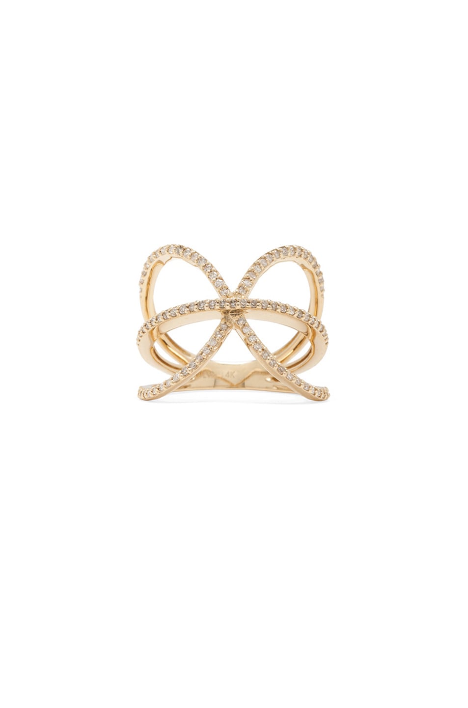 Image 1 of Jacquie Aiche 14K Pave X Ring in Yellow Gold