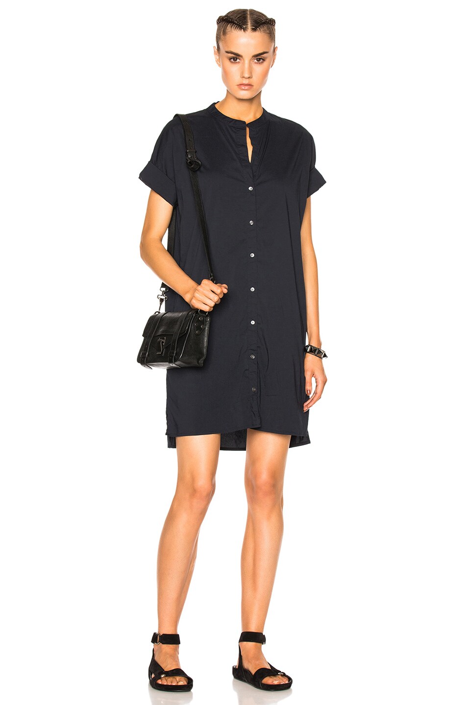 Image 1 of James Perse Rolled Sleeve Shirt Dress in Frenchy Navy