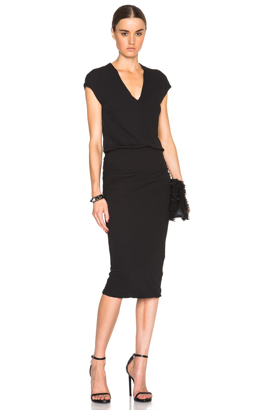 Image 1 of James Perse Sleeveless Shirred Dress in Black