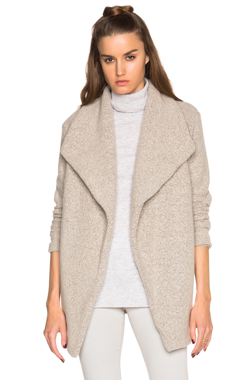 Image 1 of James Perse Open Drape Cardigan Sweater in Cement