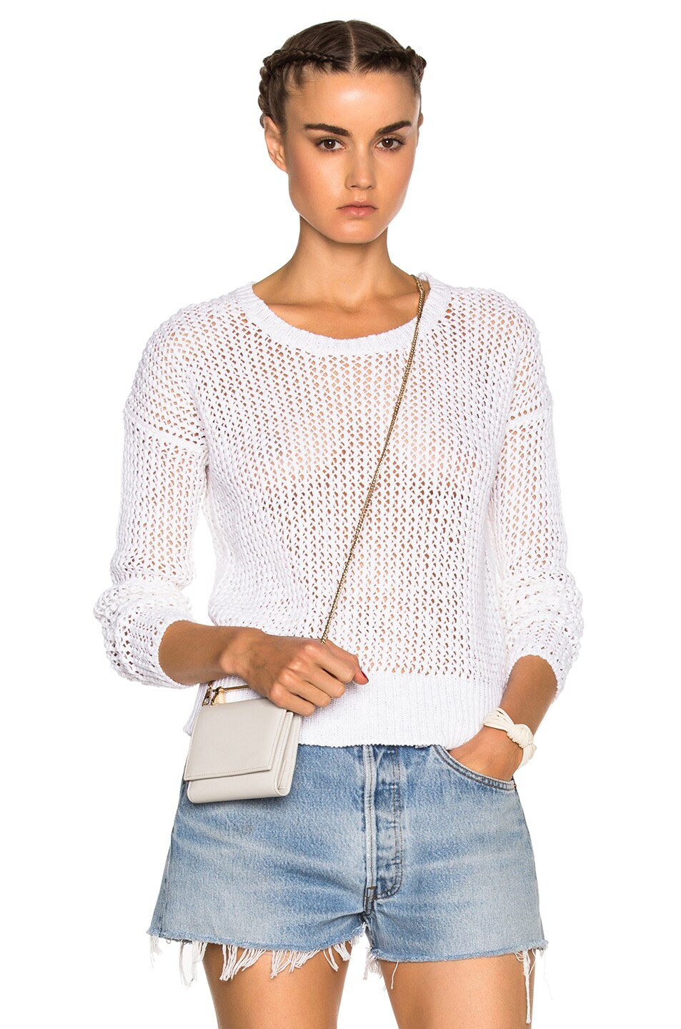 Image 1 of James Perse Cotton Crew Sweater in White