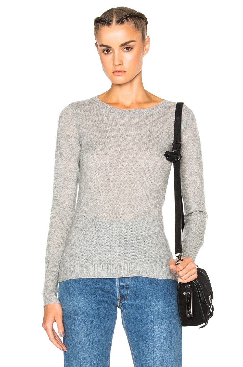 Image 1 of James Perse Thermal Crew Sweater in Heather Grey