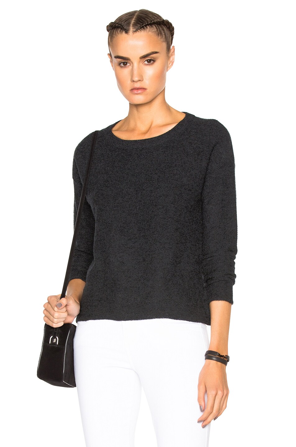 Image 1 of James Perse Cashmere Cropped Sweater in Anthracite