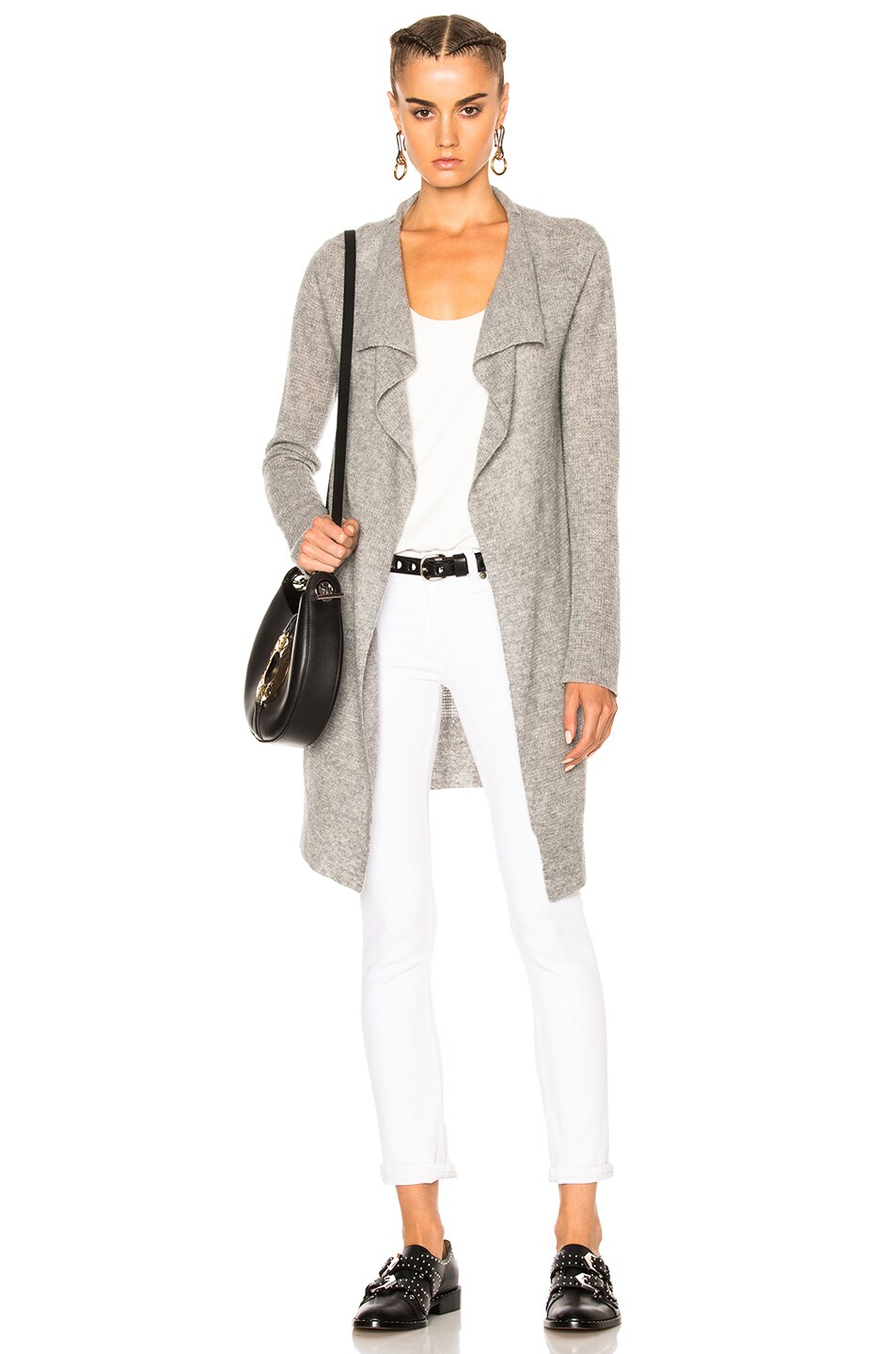 Image 1 of James Perse Thermal Stitch Cashmere Cardigan in Heather Grey