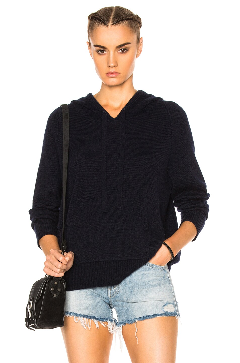 Image 1 of James Perse Cashmere Oversize Hoodie in French Navy Blue