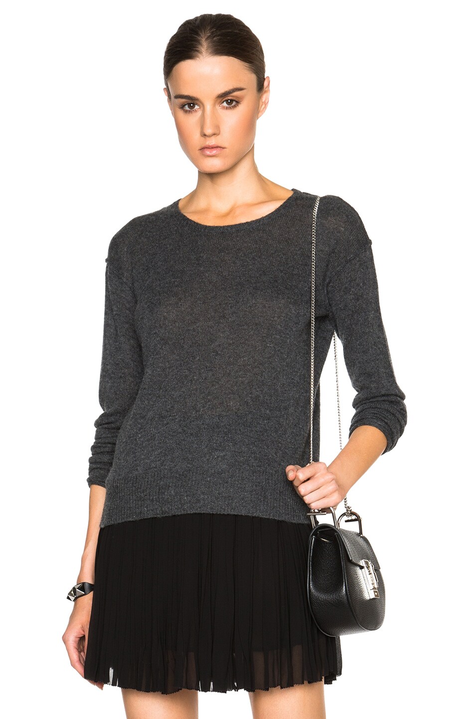 Image 1 of James Perse Cashmere Crewneck Sweater in Charcoal