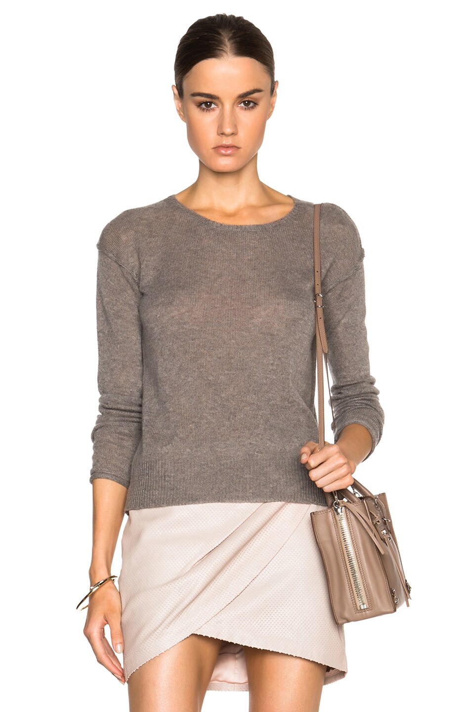 Image 1 of James Perse Cashmere Crewneck Sweater in Taupe Melange
