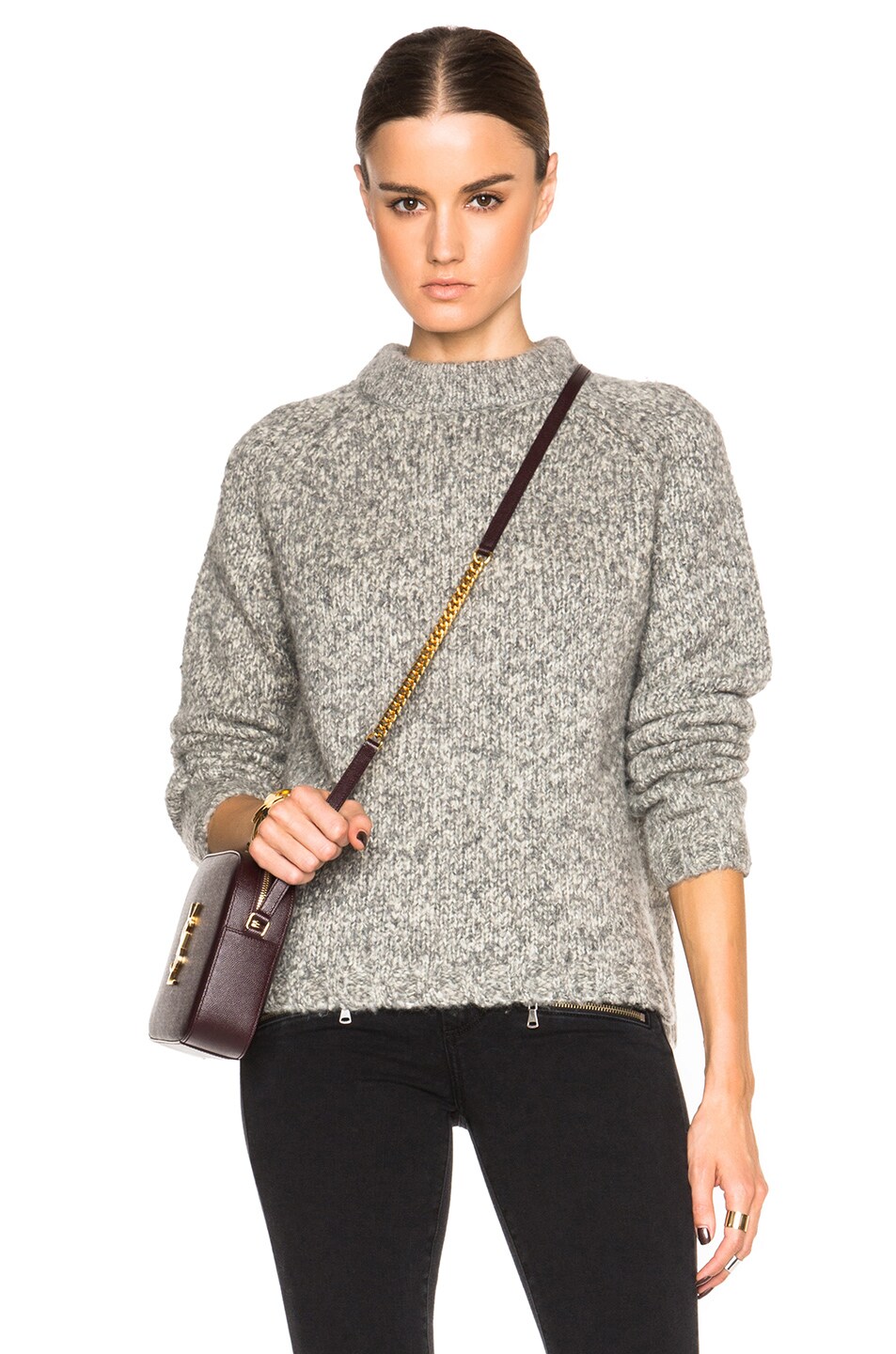 Image 1 of James Perse Stand Up Collar Sweater in Grey Melange