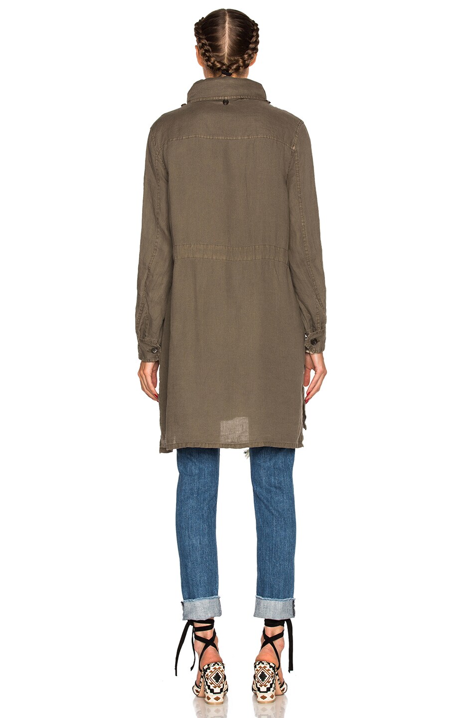 James Perse Lightweight Linen Parka Jacket in Platoon FWRD
