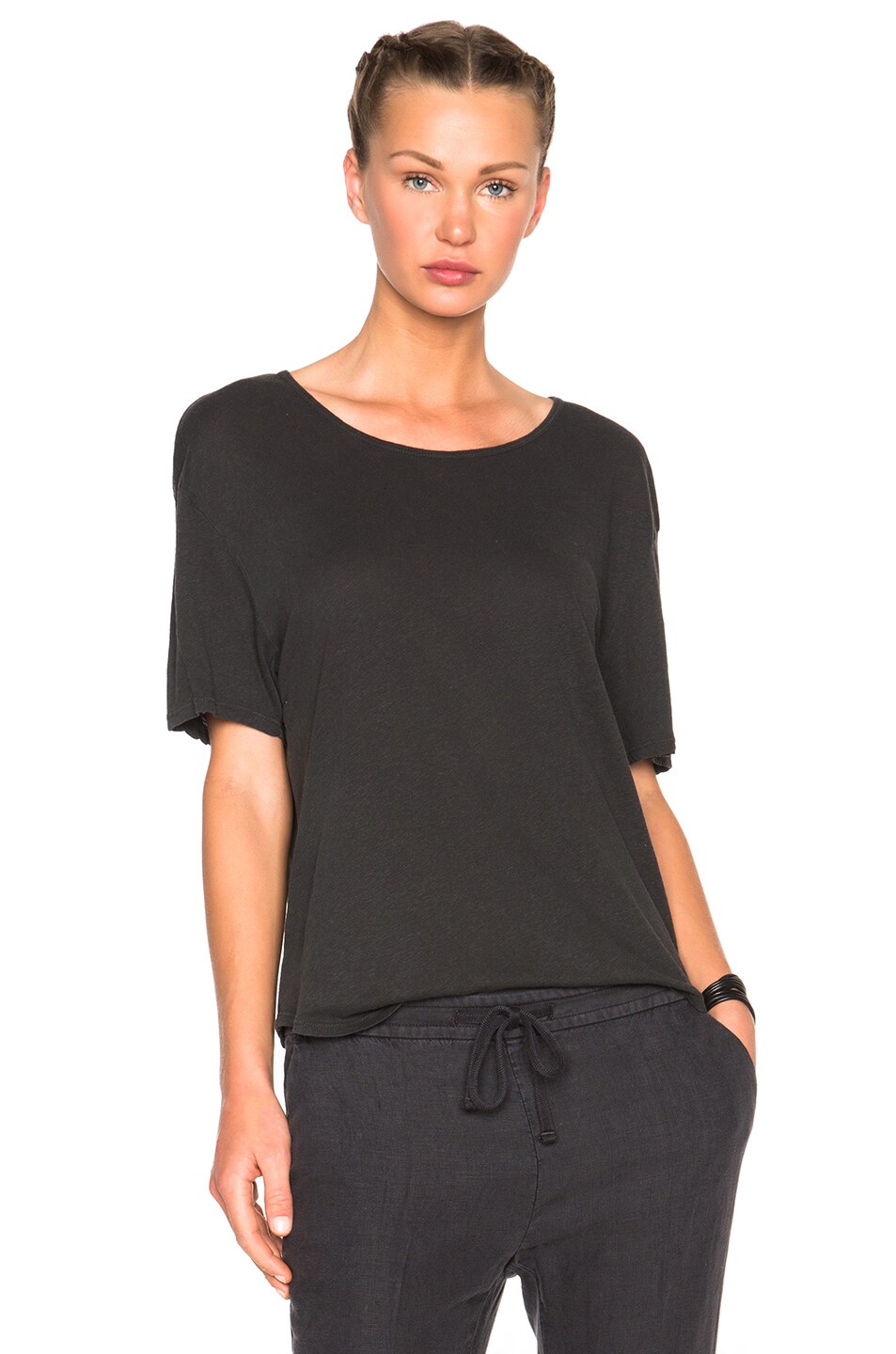 Image 1 of James Perse Relaxed Linen Jersey Tee in Carbon