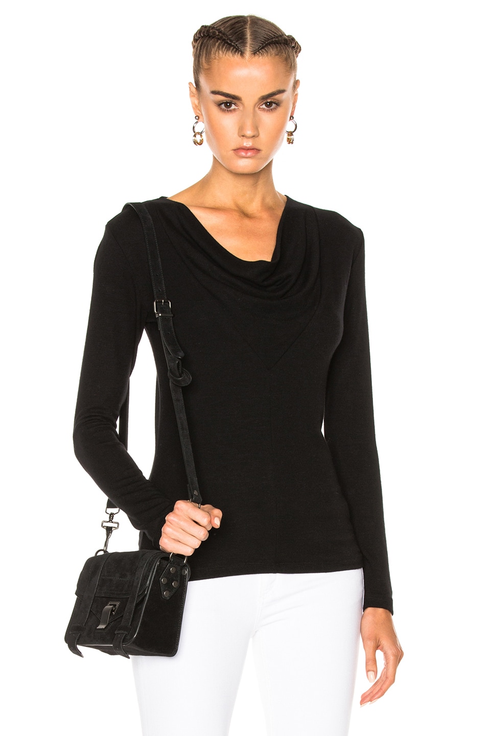 Image 1 of James Perse Cowl Neck Tee in Black