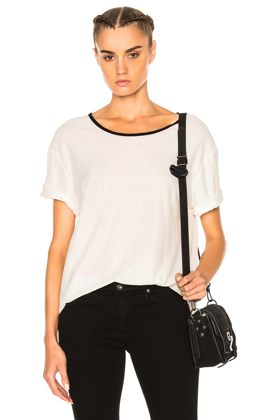 Image 1 of James Perse Relaxed Ringer Tee in Ice Cream & Black