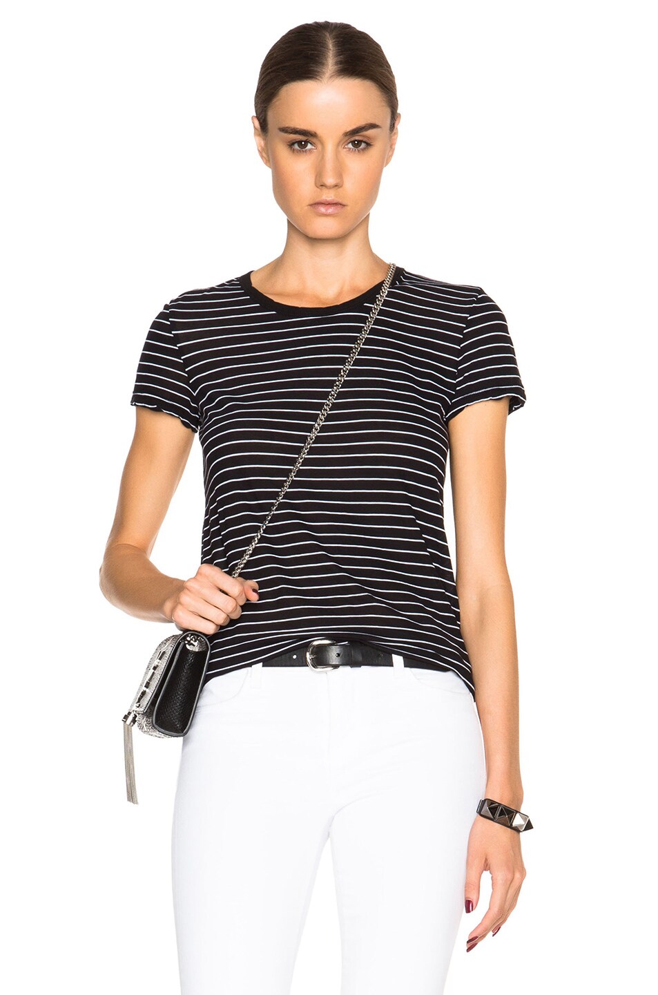 Image 1 of James Perse Classic Stripe Tee in Black & White