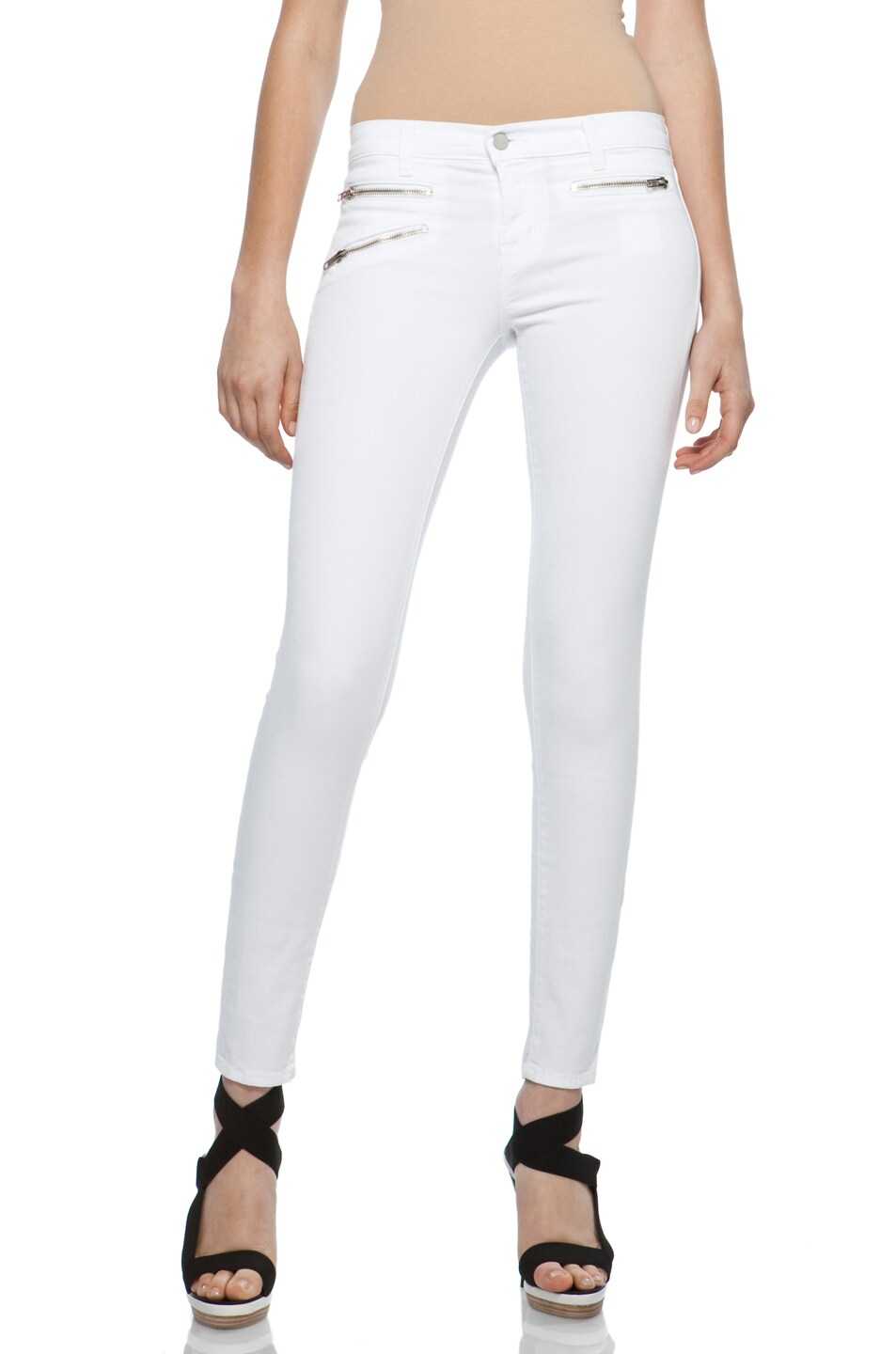 J Brand Zoe Zip Skinny in White | FWRD