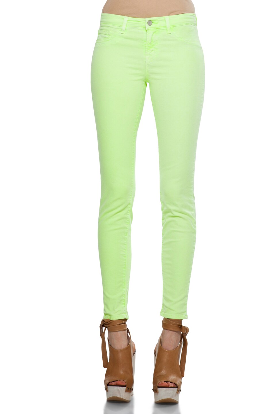 Image 1 of J Brand Neon Twill Midrise Pant in Neon Yellow