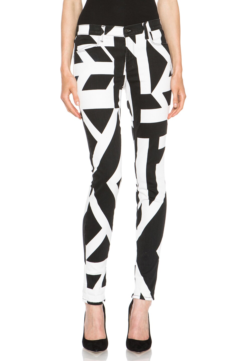 Image 1 of J Brand Mid-Rise Super Skinny Jean in Cantilever Print