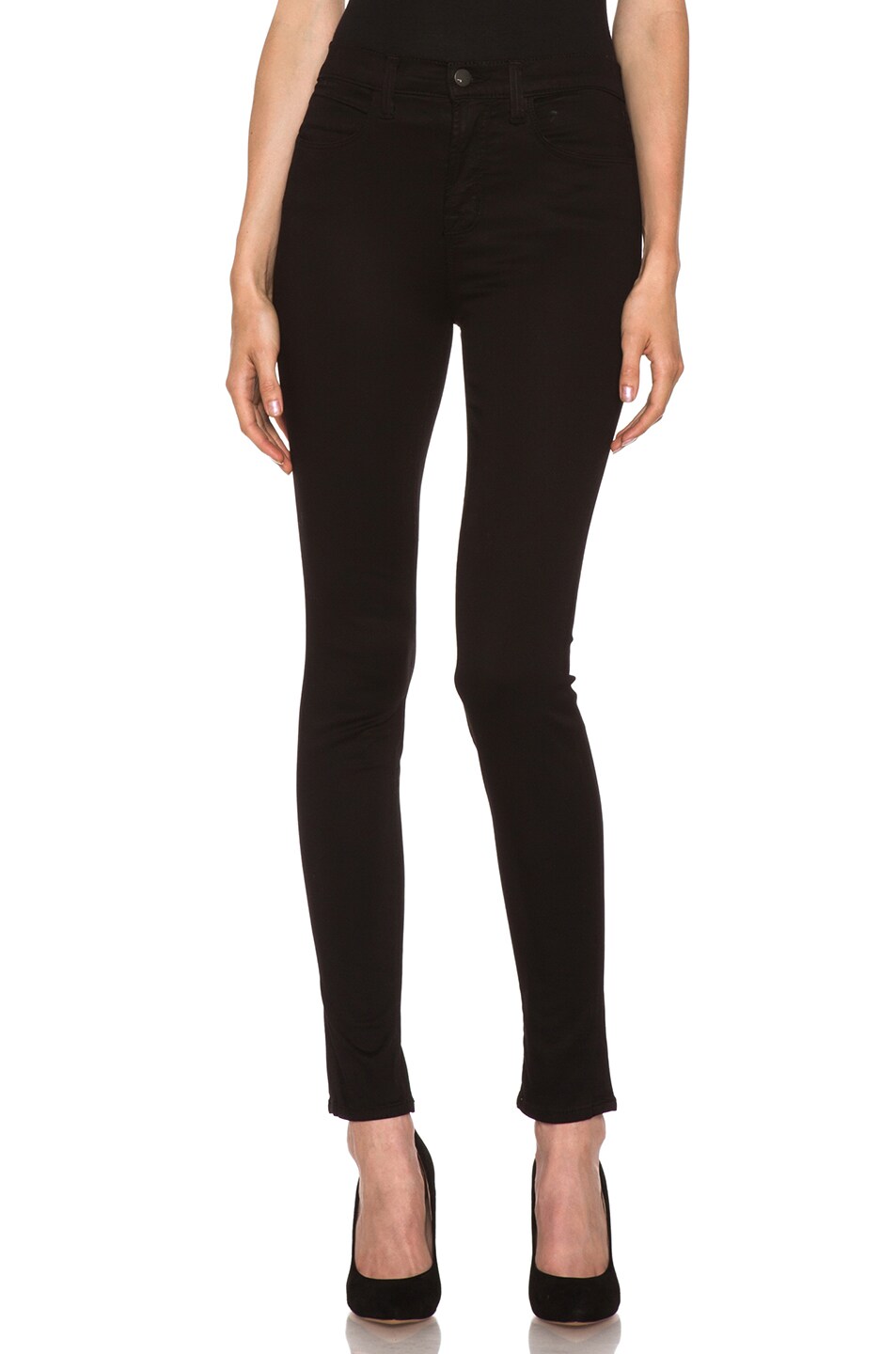 Image 1 of J Brand Luxe Satin High-Rise Skinny Jean in Black