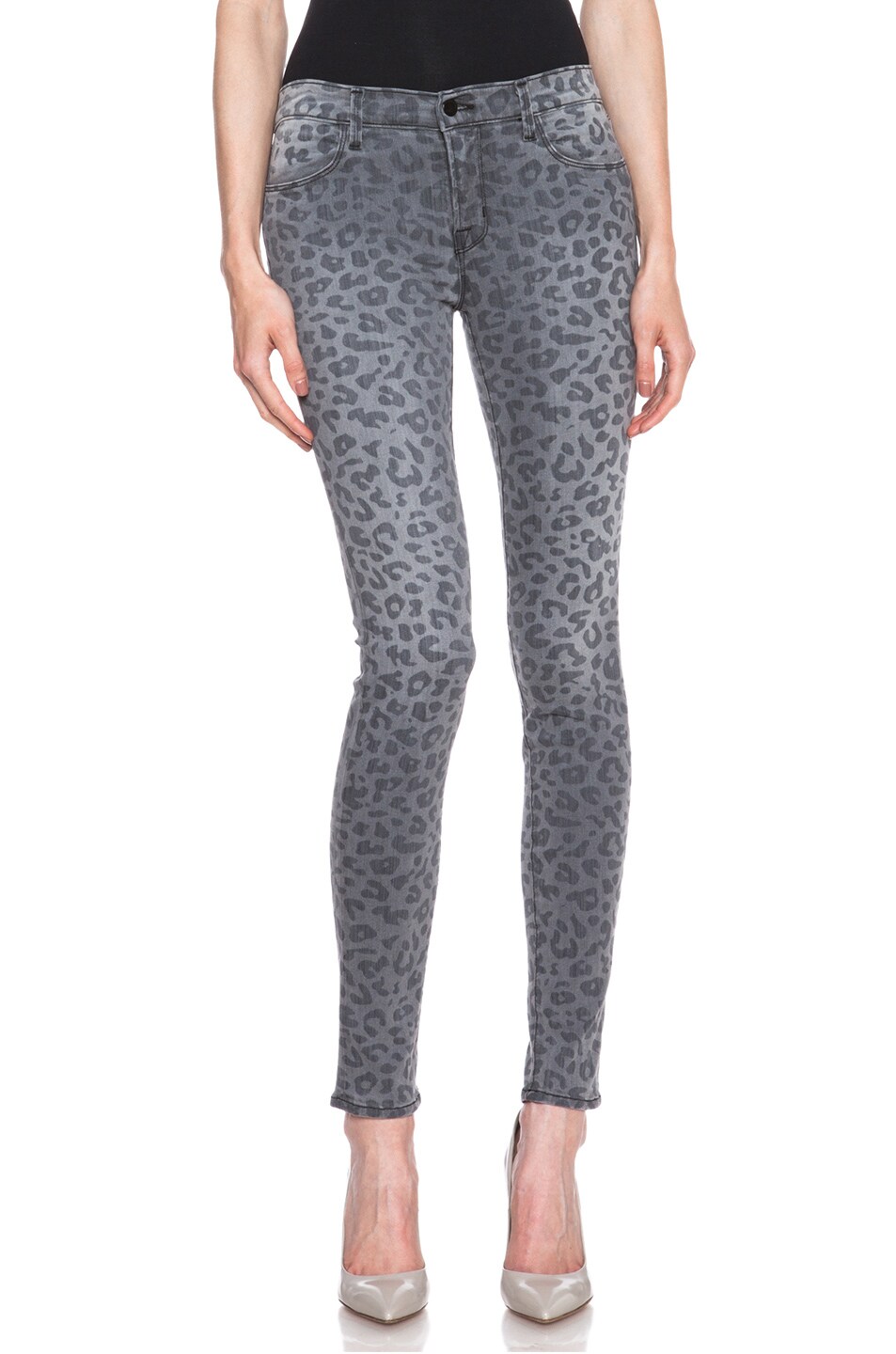 Image 1 of J Brand Mid-Rise Super Skinny in Onyx Leopard