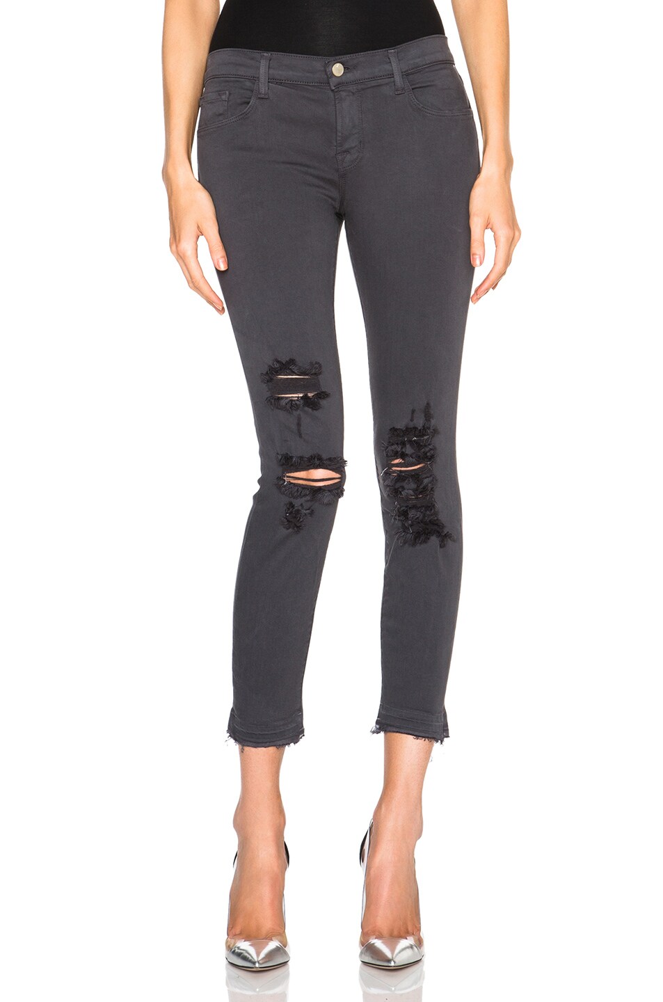 Image 1 of J Brand Ripped Low Rise in Delirious Grey
