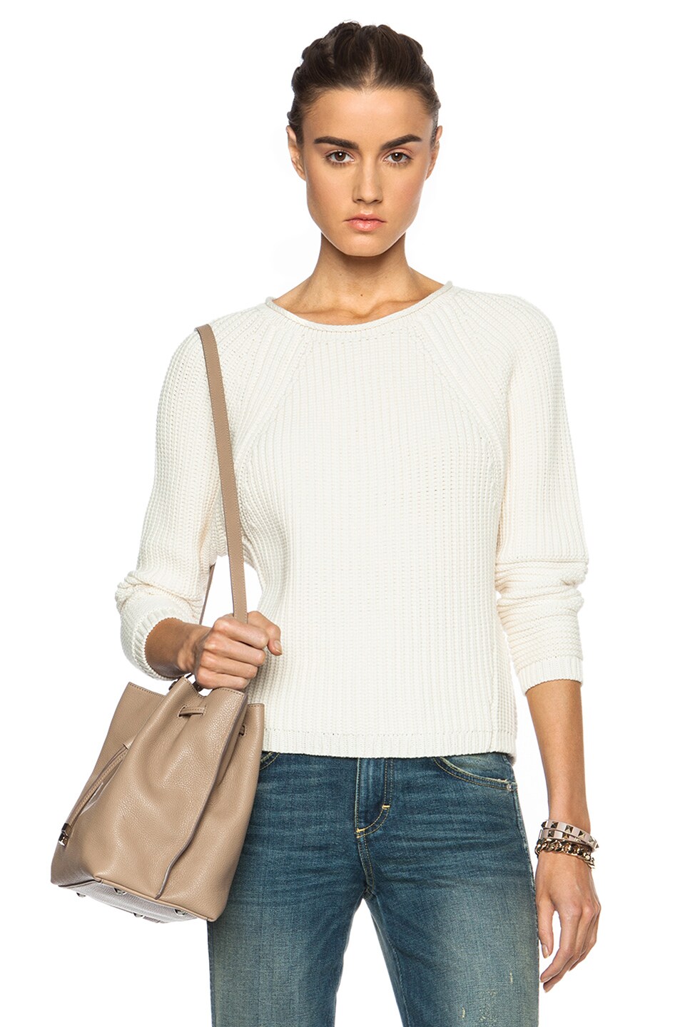 Image 1 of J Brand Reese Cotton-Blend Sweater in Linen