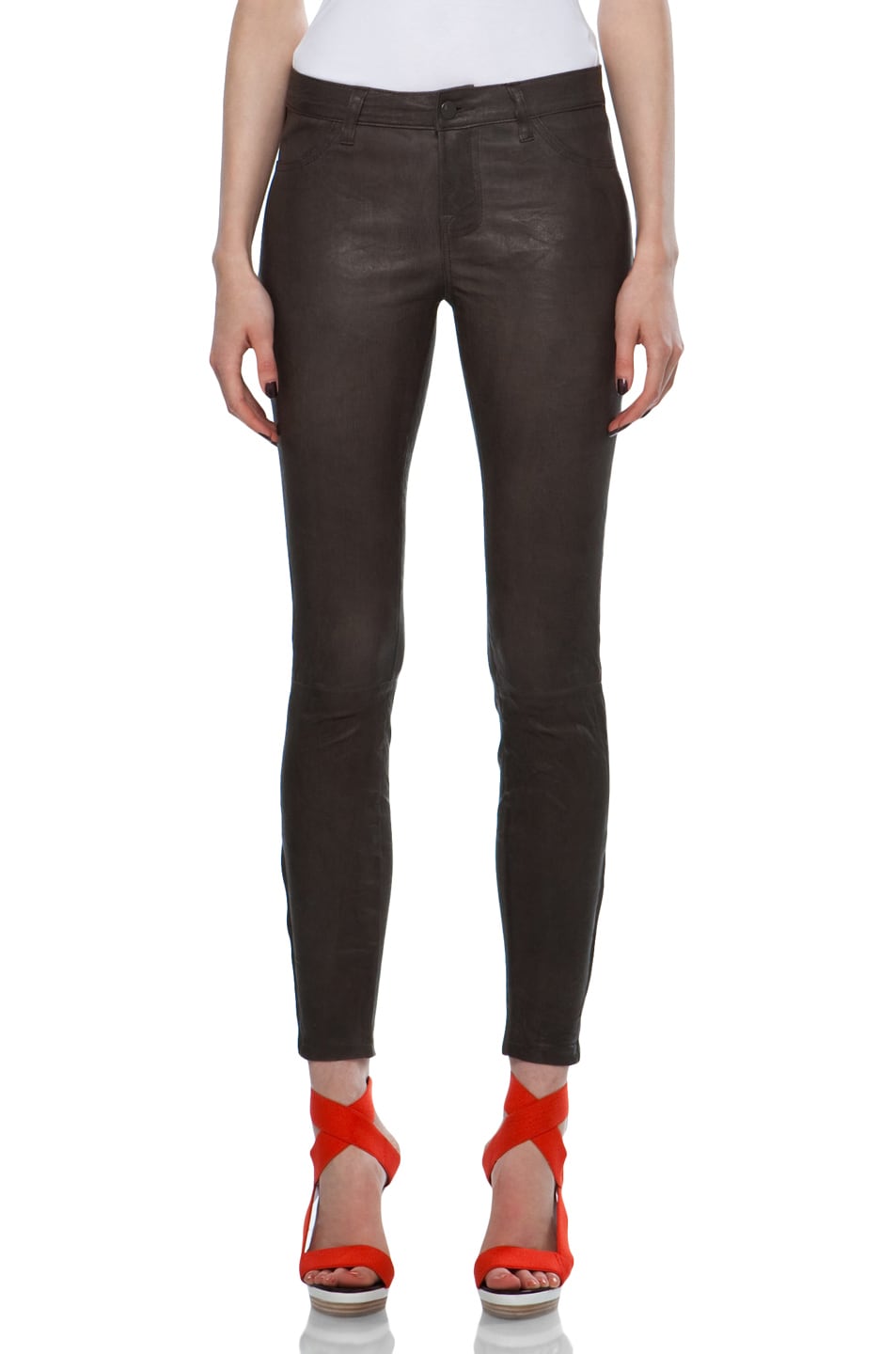 Image 1 of J Brand Leather Pants in Grey