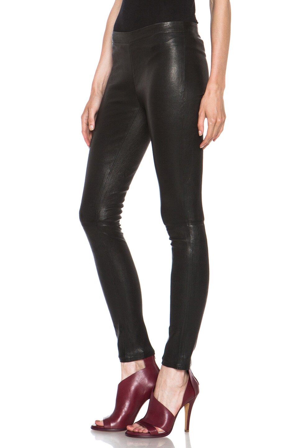 J Brand Lambskin Leather Leggings in Black FWRD