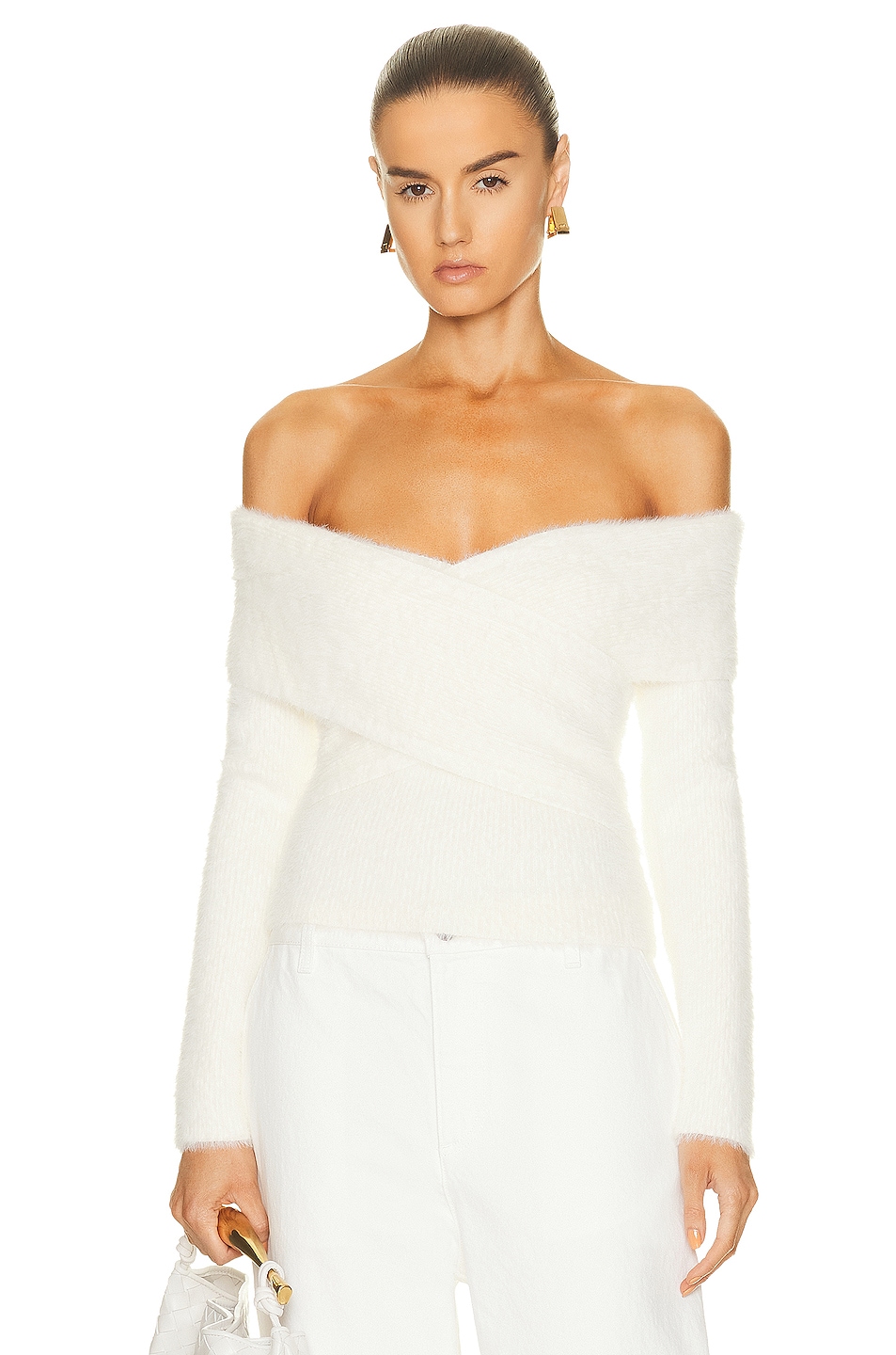 Image 1 of JONATHAN SIMKHAI STANDARD Aiden Off The Shoulder Sweater in Ivory