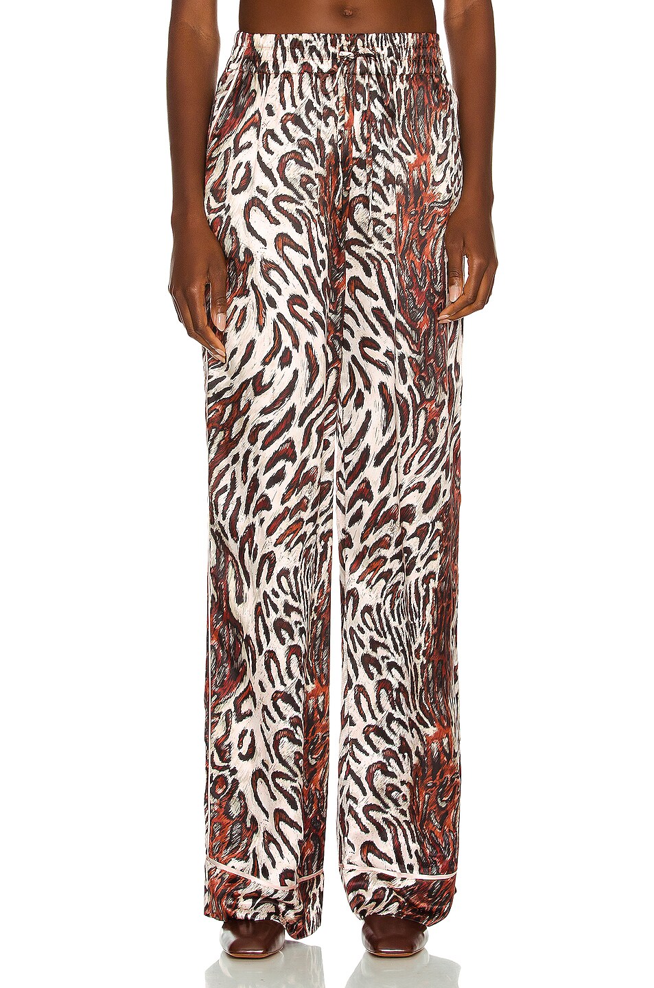 Image 1 of JONATHAN SIMKHAI STANDARD Misa Wide Leg Pant in Champagne Abstract Leopard