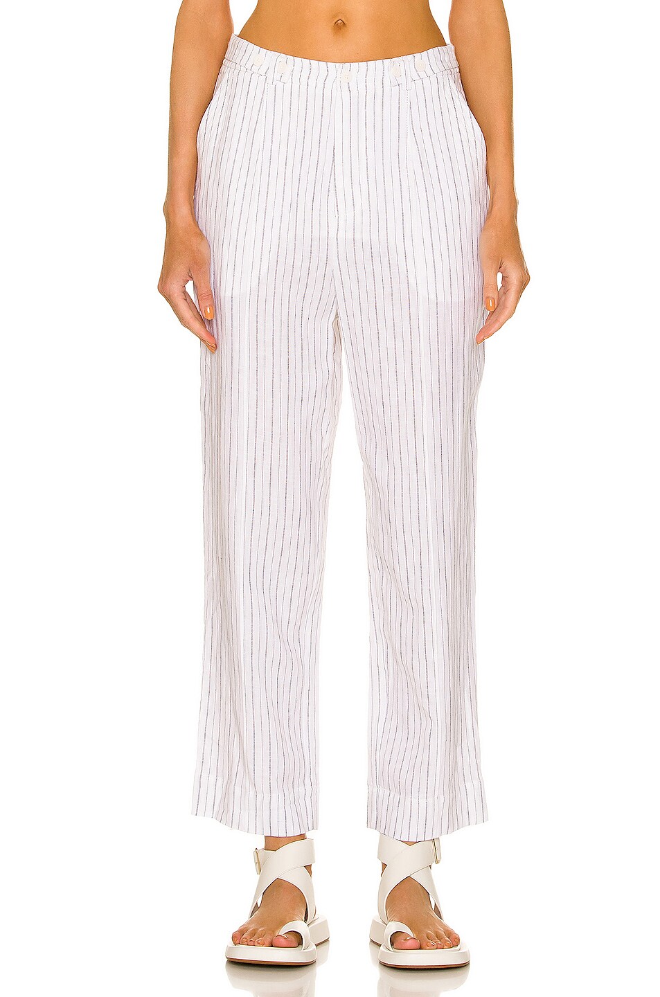 Image 1 of JONATHAN SIMKHAI STANDARD Atlas Tailored Crop Pant in White Stripe