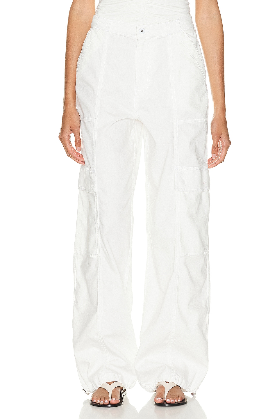 Calista Denim Shirting Utility Pant in White
