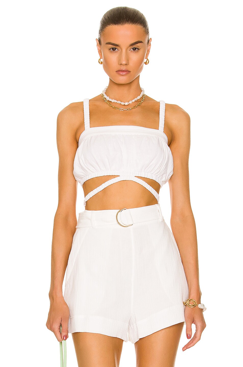 Image 1 of JONATHAN SIMKHAI STANDARD Clay Crop Top in White
