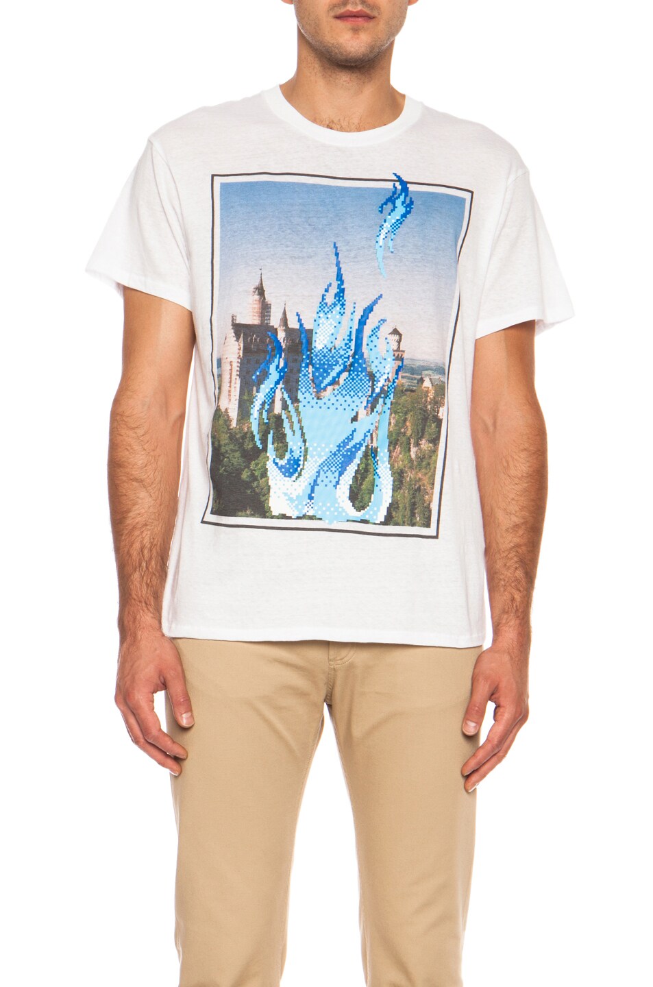 Image 1 of Julien David Double Printed Graphic Cotton Tee in White