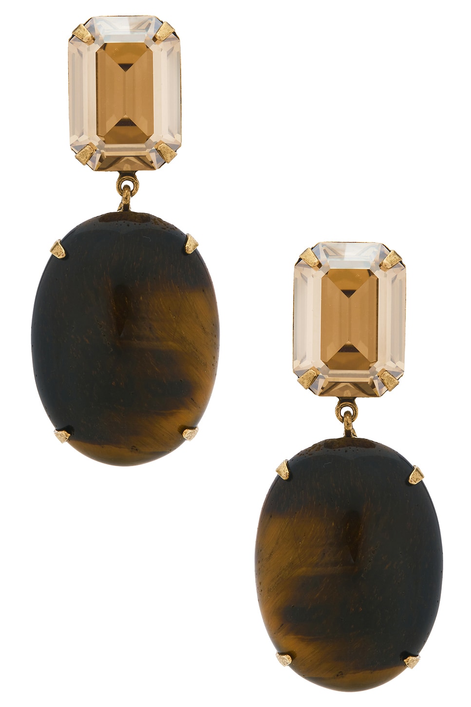 Jennifer Behr Xiomara Crystal-embellished Gold-plated Earrings In Brown